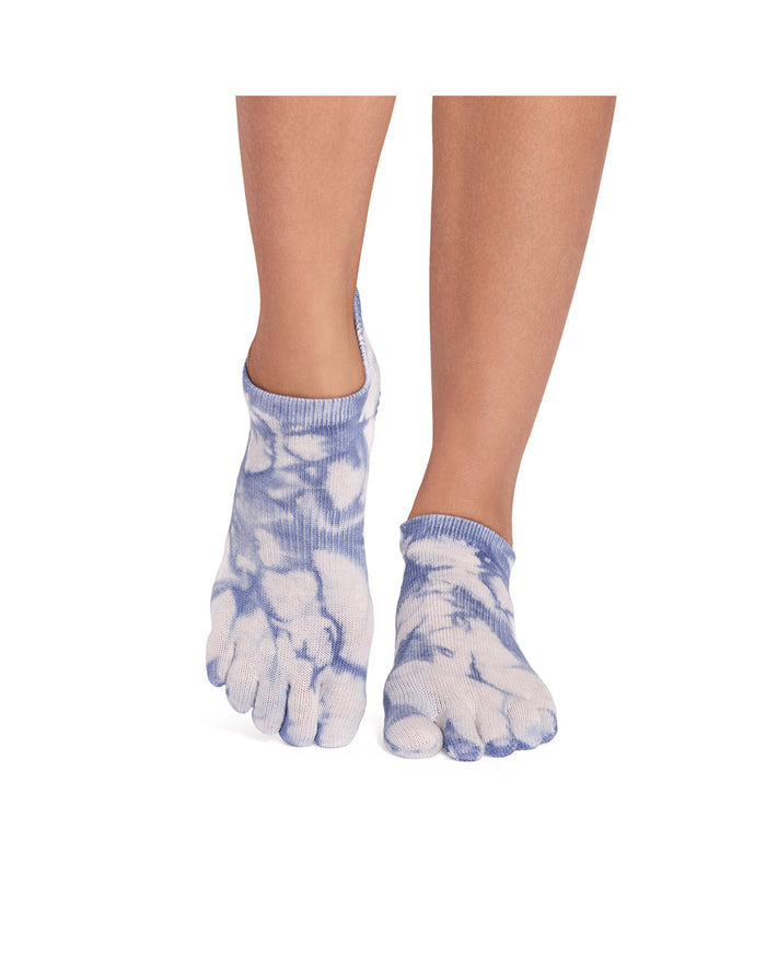 TOESOX Grip Full Toe Low Rise - Soft Blue Tie Dye