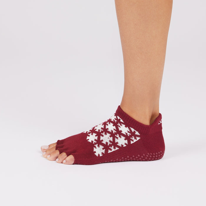 TOESOX Grip Half Toe Low Rise - Ruby