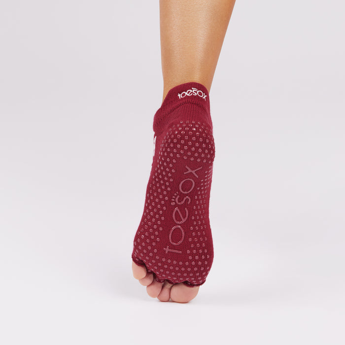 TOESOX Grip Half Toe Low Rise - Ruby