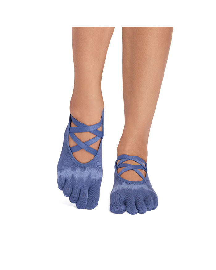 TOESOX Ultra Fine Knit Elle Full Toe - Soft Blue Tie Dye Stripe