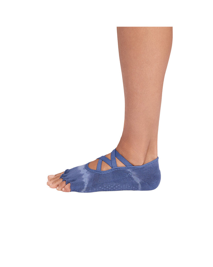 TOESOX Ultra Fine Knit Elle Half Toe - Soft Blue Tie Dye Stripe