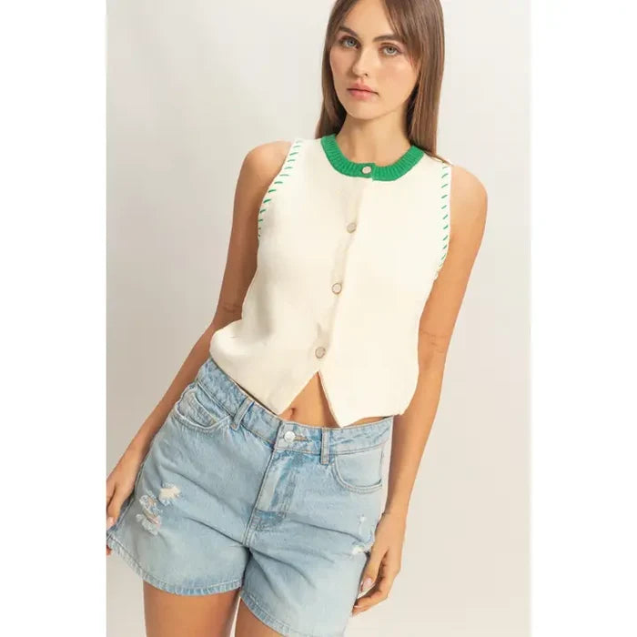 Trish Button Knit Top