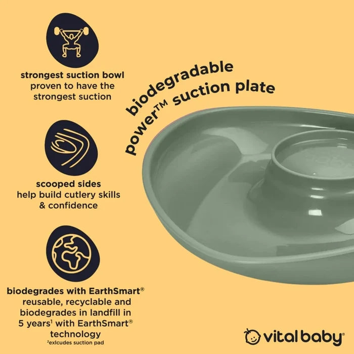 Vital Baby Nourish Power Suction Plate - Natural Moss - ebebek - Black Friday