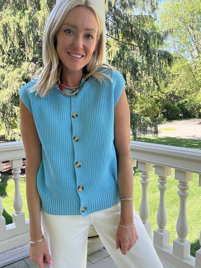 Walker Knit Button Sweater Top