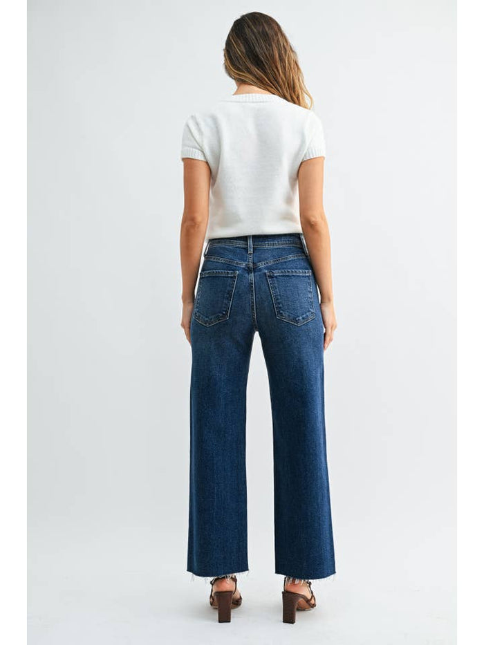 Wiley HR Utility Pocket Wide Leg Denim - Dark Denim