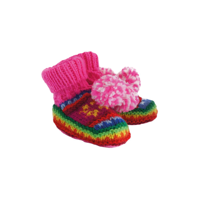 Wool Baby Booties Pink