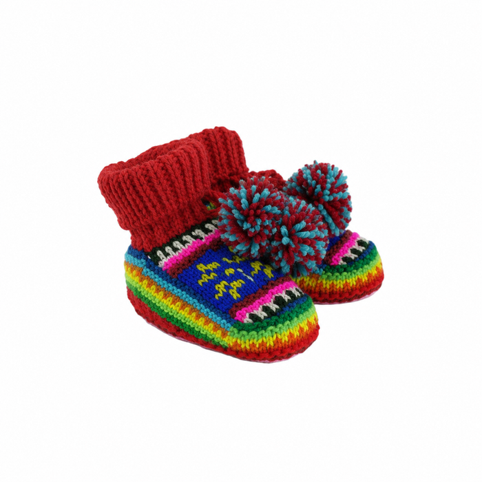 Wool Baby Booties Red