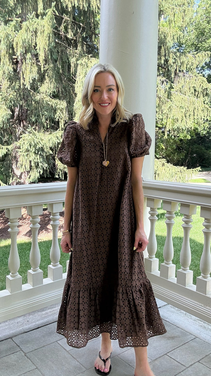 Wyatt Eyelet Maxi Dress - Brown