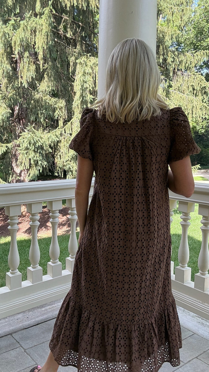 Wyatt Eyelet Maxi Dress - Brown