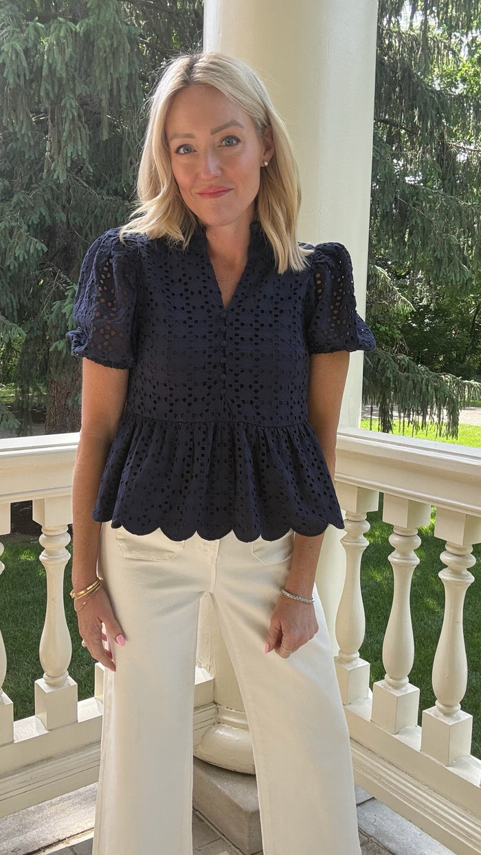 Wyatt Eyelet Peplum Top