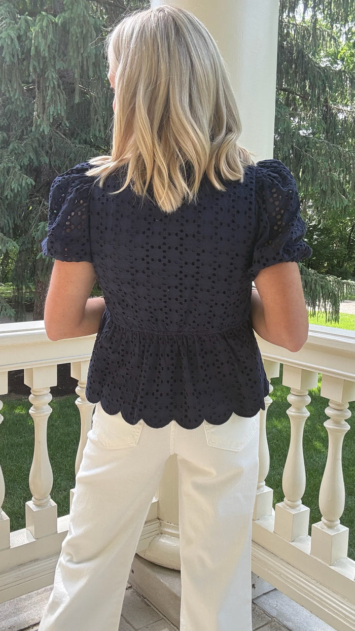 Wyatt Eyelet Peplum Top