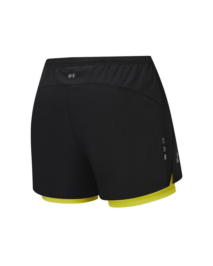 Xtep Men's Woven Shorts - Black01/Chartreuse Green