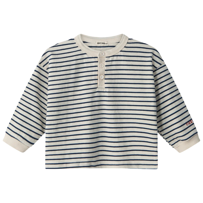 Ziggy Zaza Seaside Long Sleeve Henley Marine Stripe