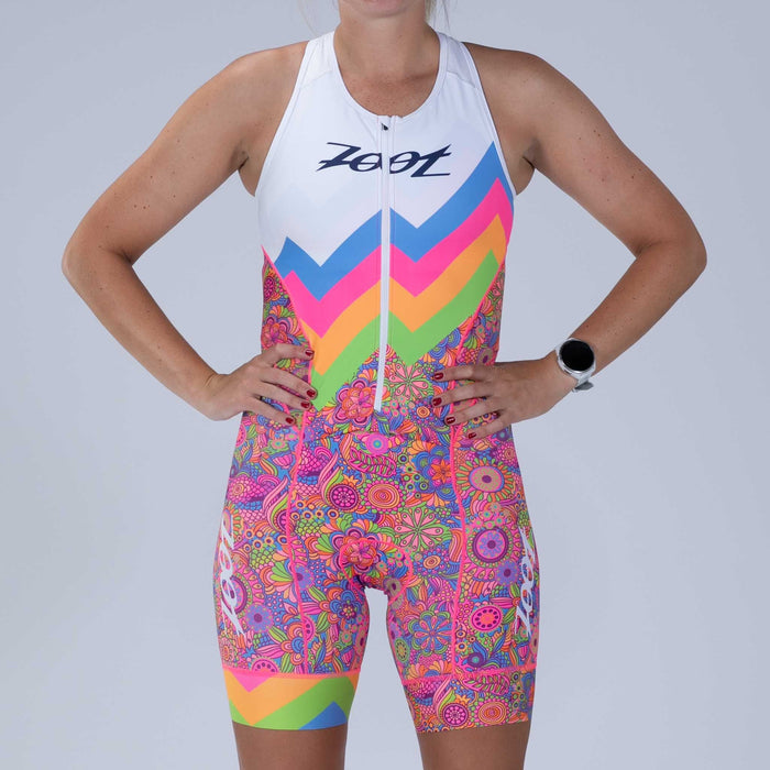 ZOOT Women's Ltd Tri Sleeveless Full Zip Racesuit - Salty Groove